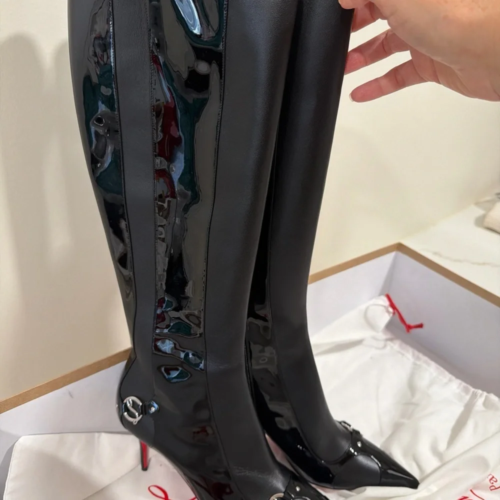 Christian Louboutin IN 90S Botta 80 Black Logo Leather Knee High Boot 40.5 $2395 - Picture 13 of 15